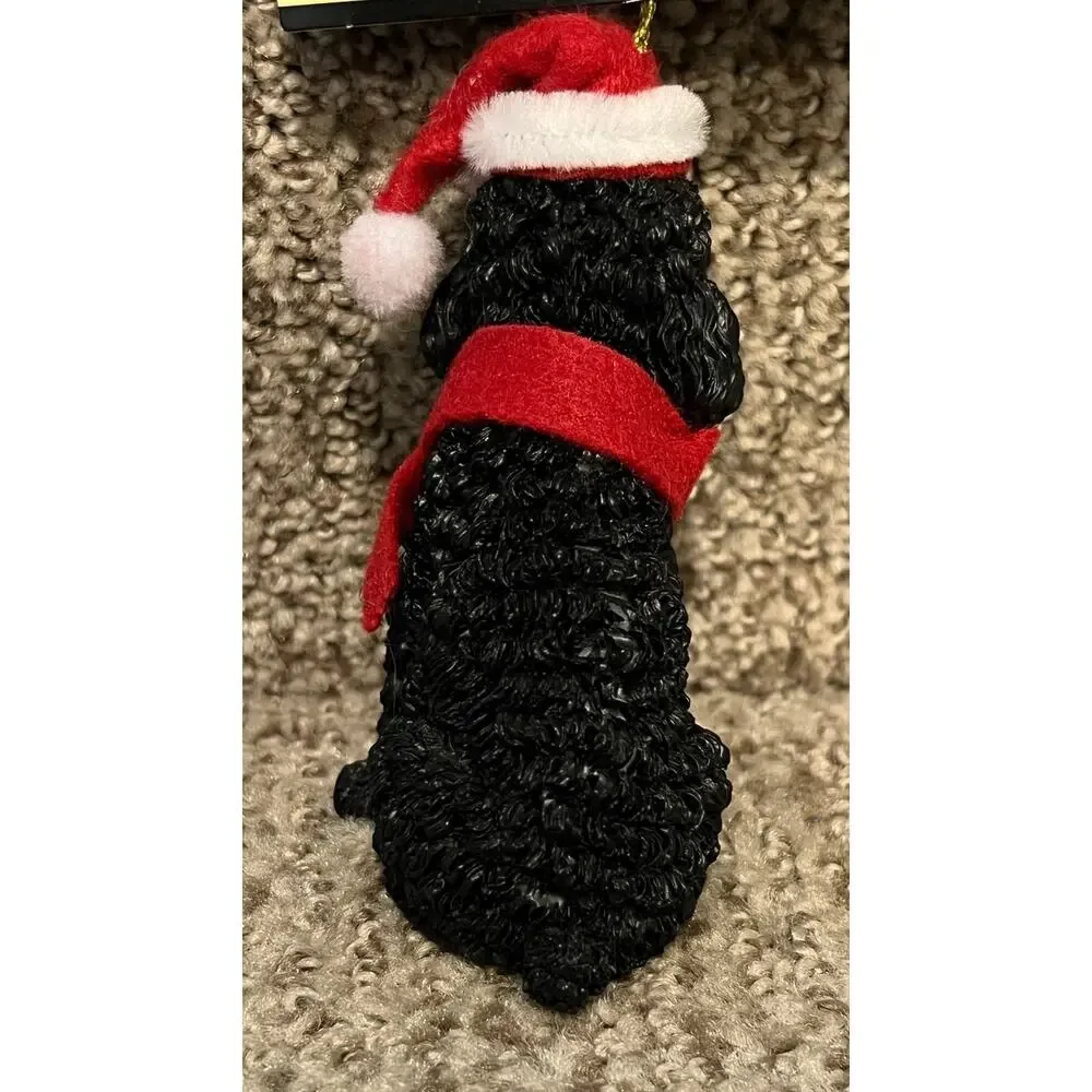 Black poodle holiday ornament - new!